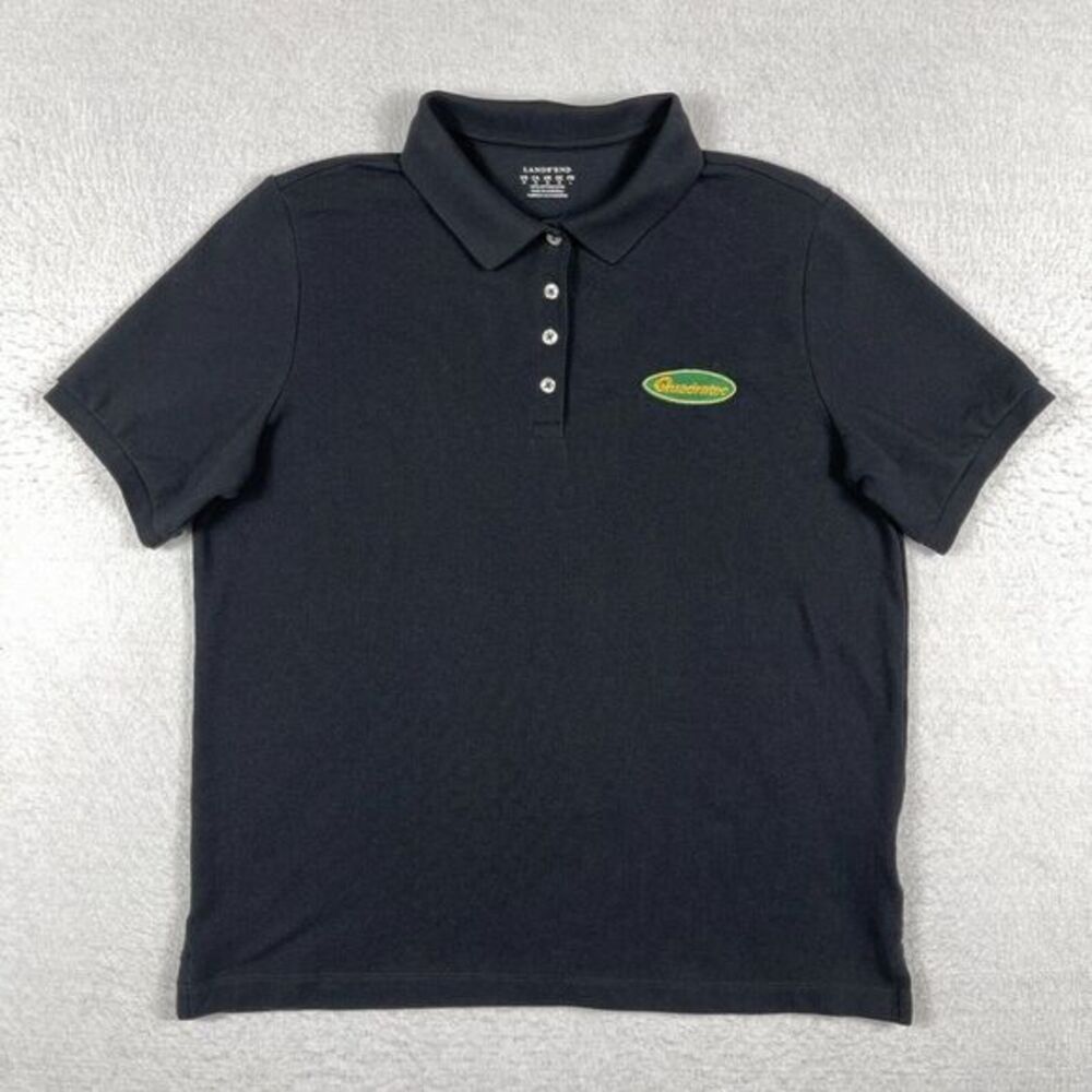 Lands End Polo Shirt Womens Medium Black Off Roading Jeep Parts PA 4x4 Golfer
